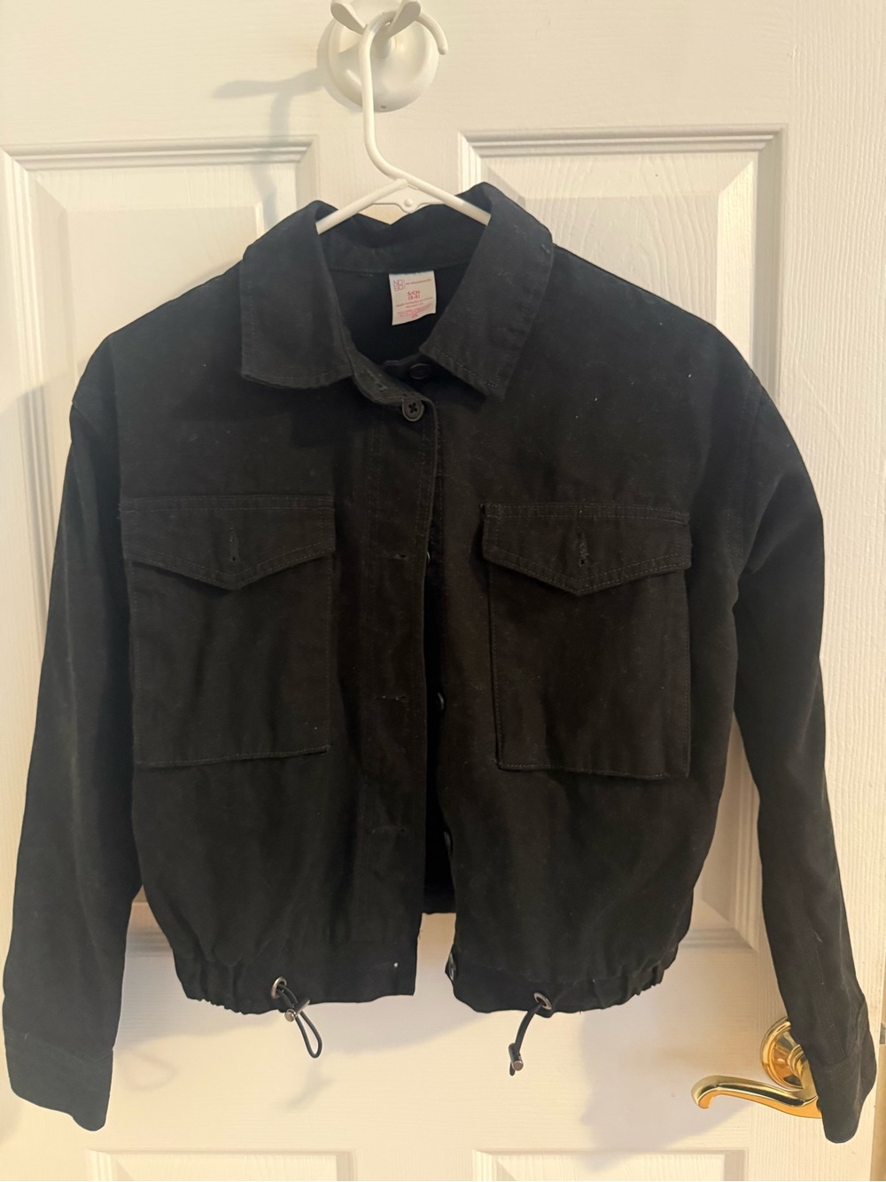 No Boundaries Black Cropped Drawstring Jacket